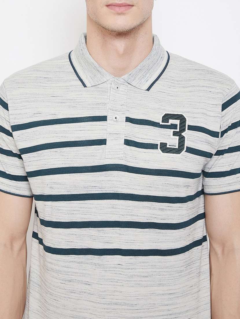grey striped polo t-shirt - 18470278 -  Standard Image - 4