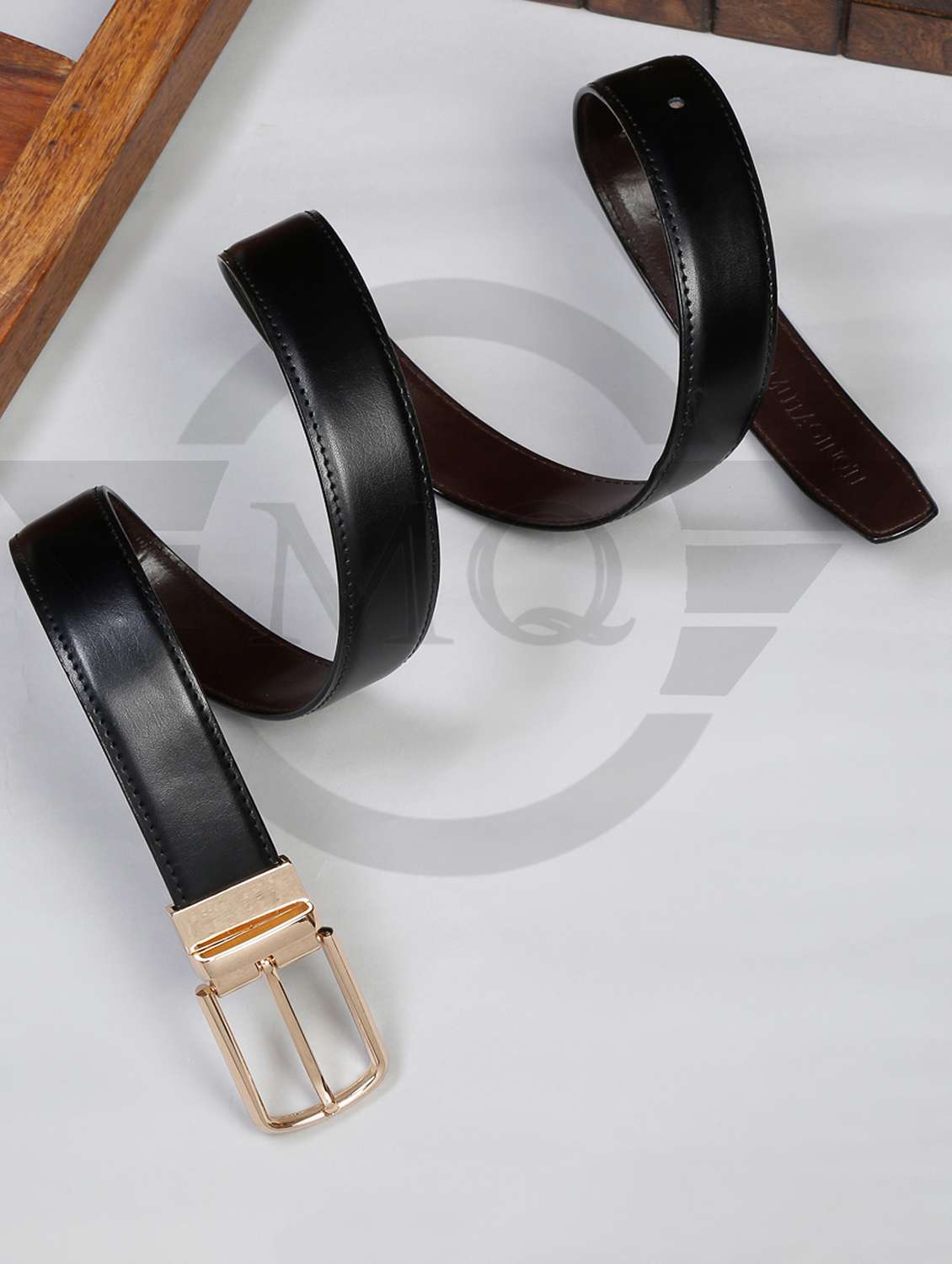 plain black leather belt