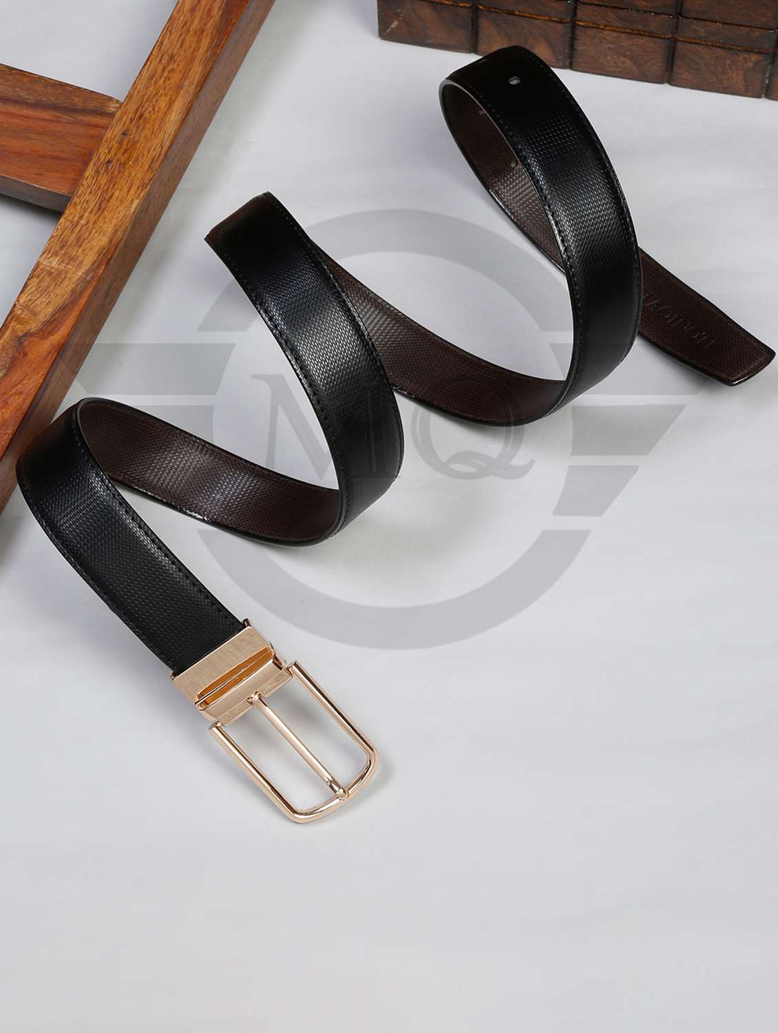 snake black leather belt
