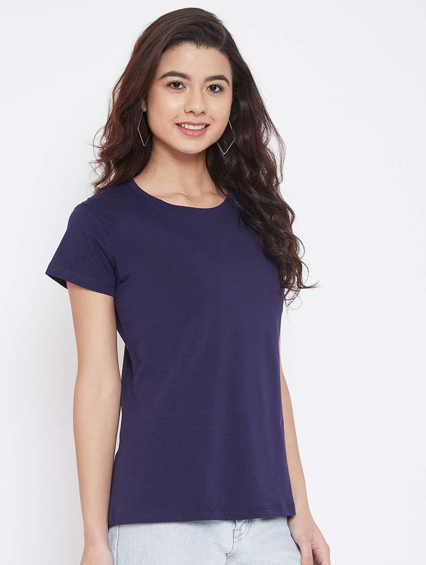 women's plain round neck t-shirt - 18470876 -  Standard Image - 1