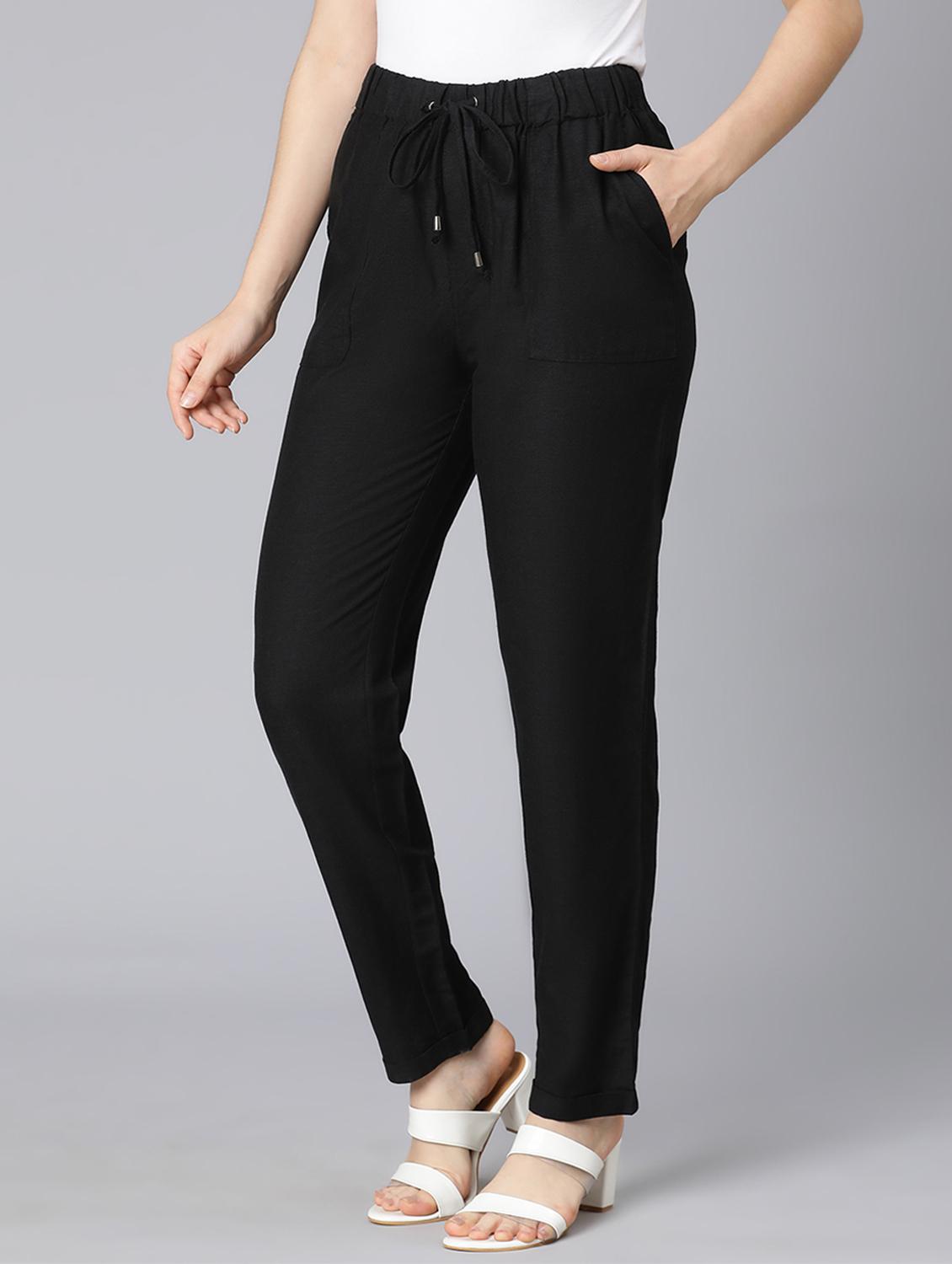solid black flat front trouser - 18471006 - Standard Image - 1