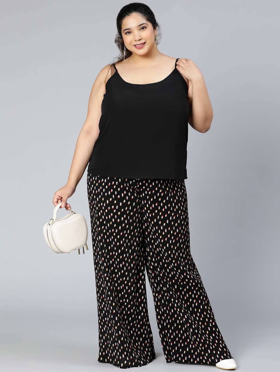 black printed plus size flat front trouser - 18471011 -  Standard Image - 4