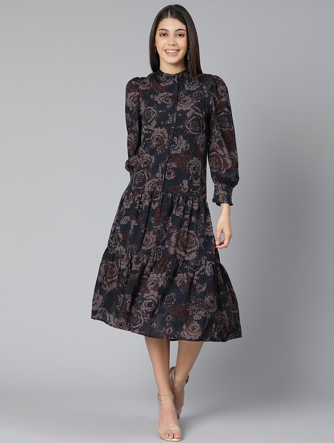 floral print fit & flare dress - 18471039 - Standard Image - 1