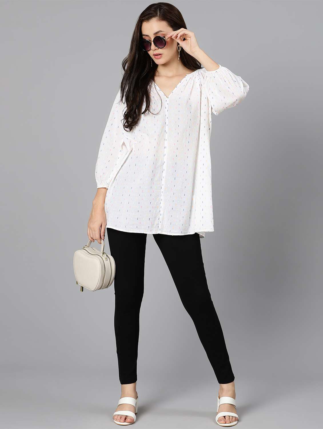 women's a line v neck top - 18471056 -  Standard Image - 4