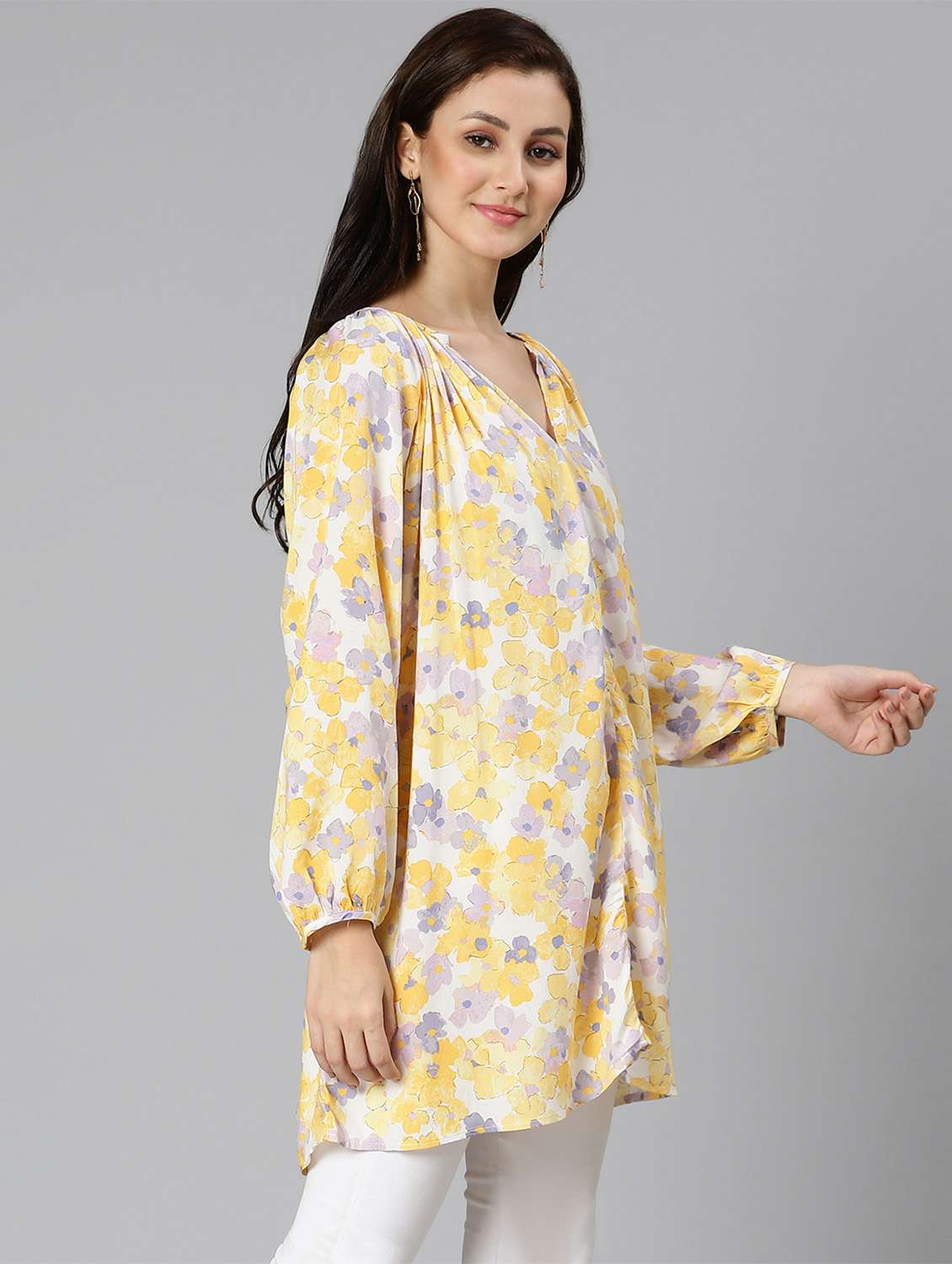 bishop sleeved floral regular top - 18471058 -  Standard Image - 1