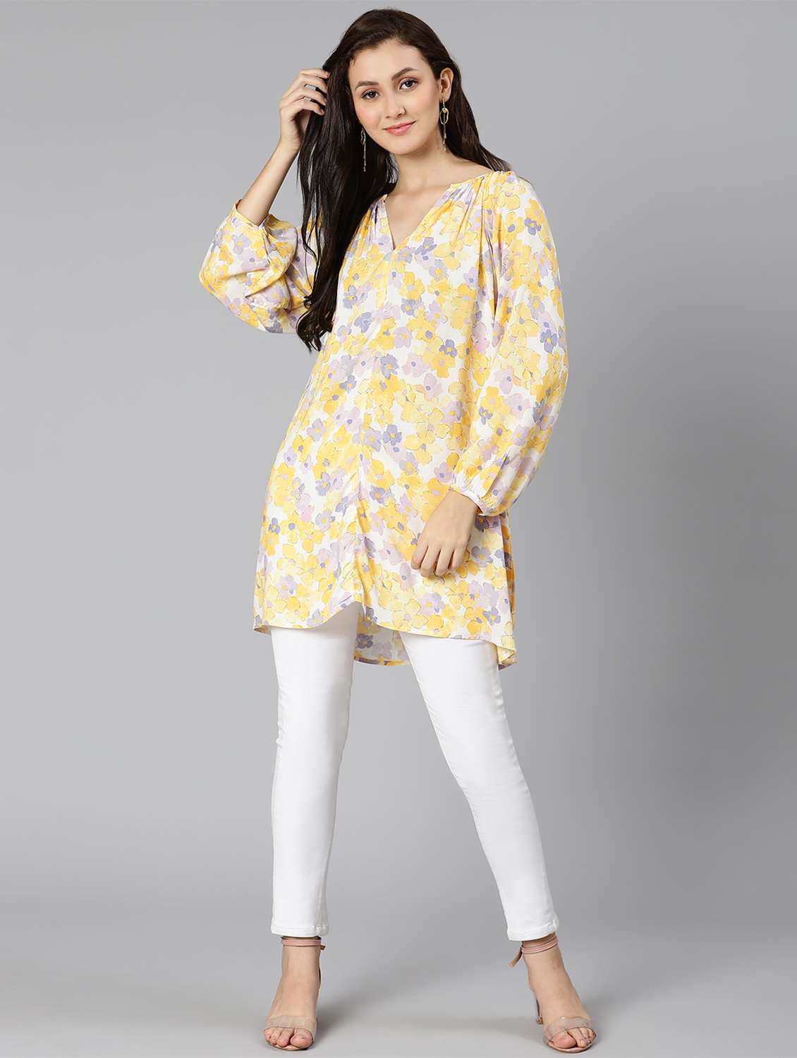 bishop sleeved floral regular top - 18471058 -  Standard Image - 4