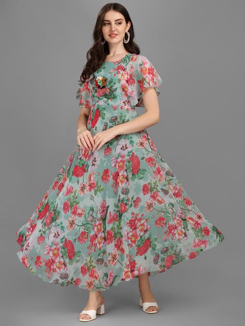 women's fit & flare floral dress - 18471079 - Standard Image - 0
