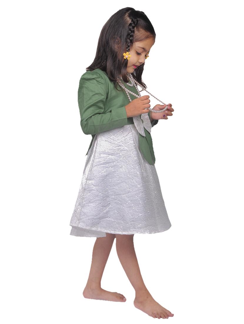 girls green printed frock - 18471106 -  Standard Image - 1