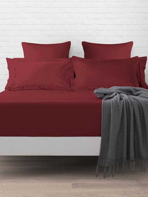 pizuna cotton 400 thread count solid long staple cotton satin single size elastic fitted sheet with 1 pillow covers (rio red) - 18471127 -  Standard Image - 0