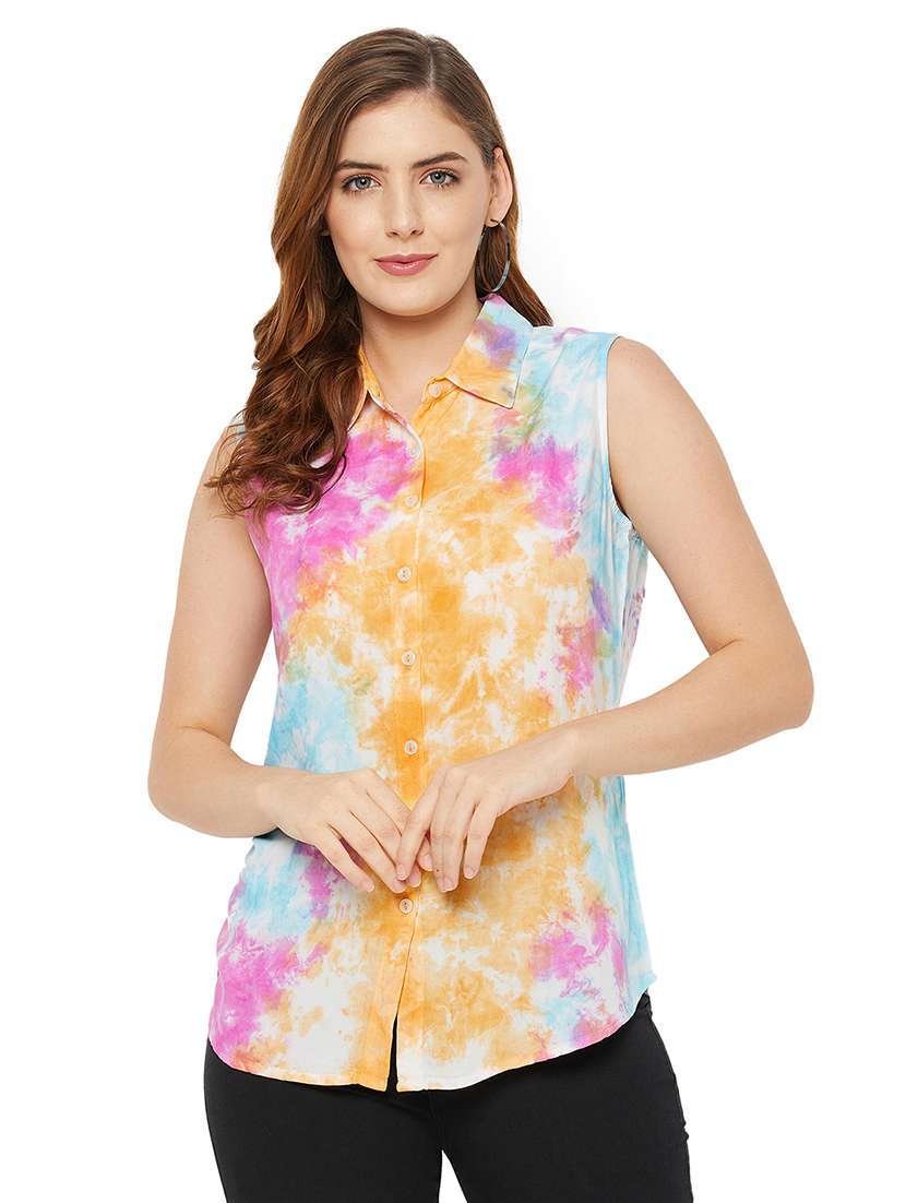 shirt collar tie-and-die regular shirt