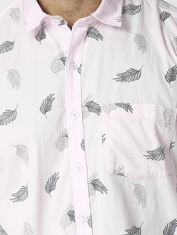 mens leaf print casual shirt - 18471235 - Standard Image - 4