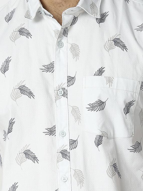 mens leaf print casual shirt - 18471237 - Standard Image - 4