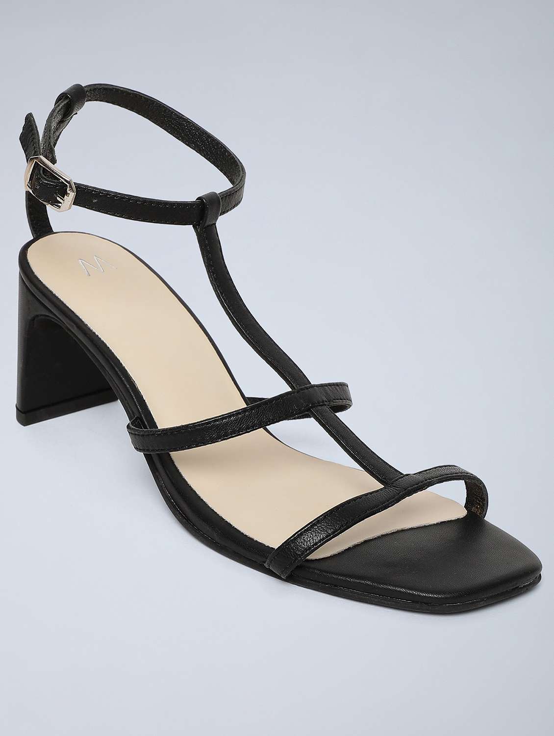 black pu slip on sandals
