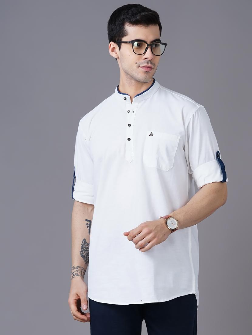 white solid kurta - 18471399 - Standard Image - 1