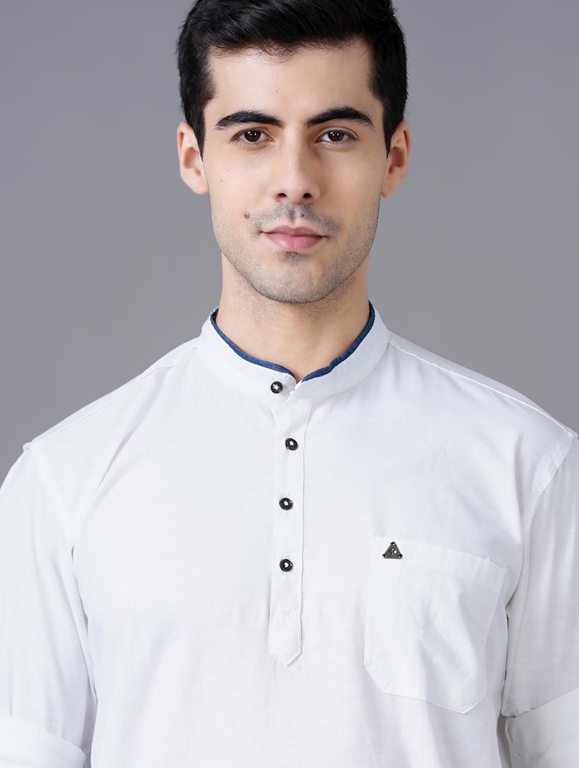 white solid kurta - 18471399 - Standard Image - 4