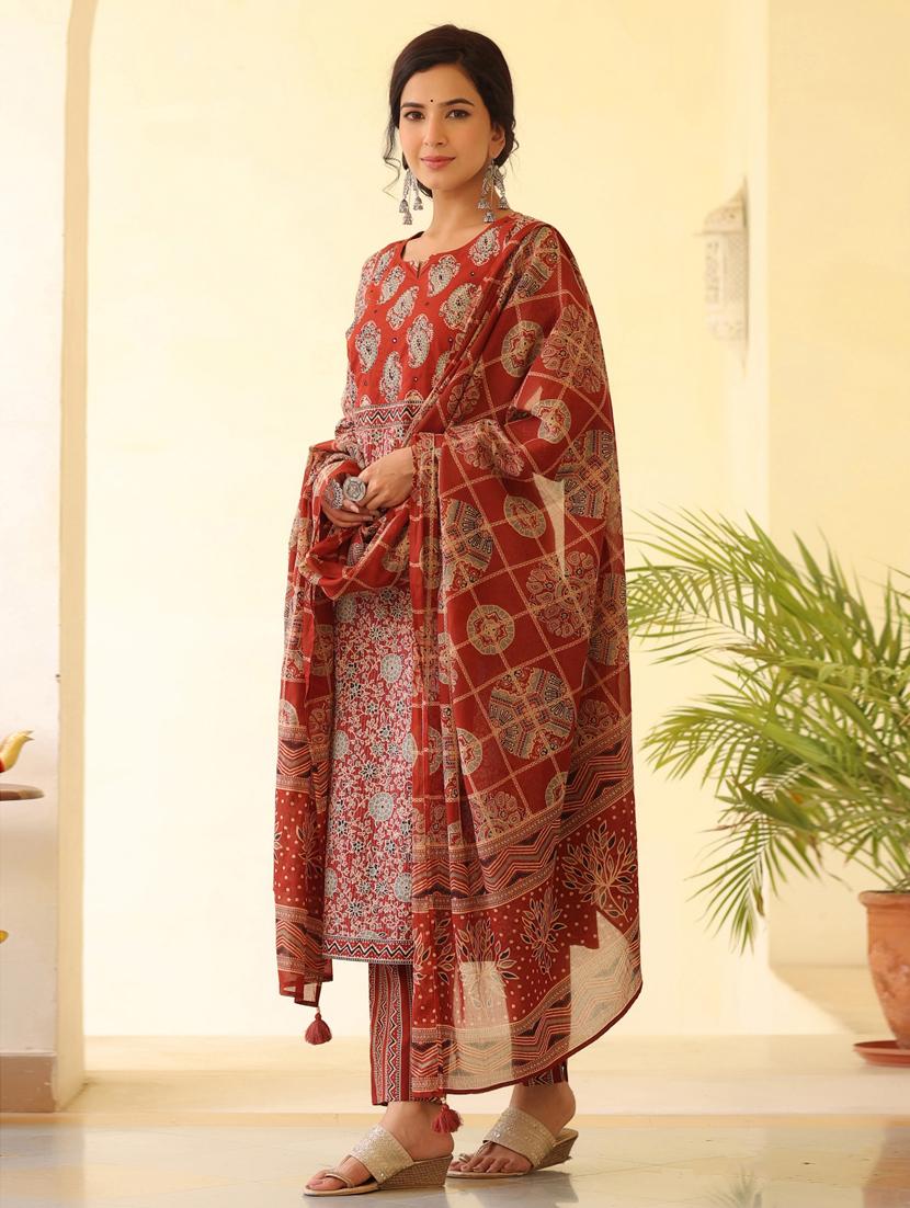 printed kurta dupatta set - 18471422 - Standard Image - 1