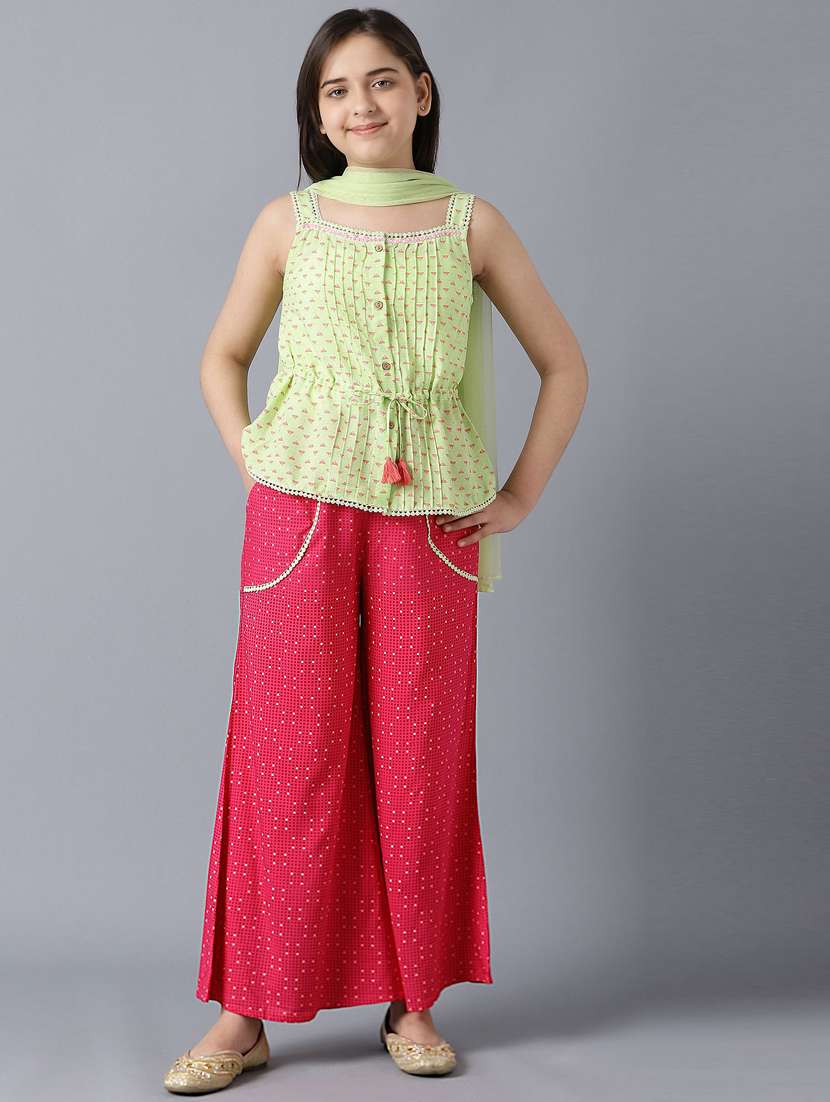 girls multi colored printed suit set