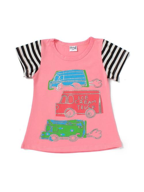 girls pink printed regular tee - 18472173 - Standard Image - 0