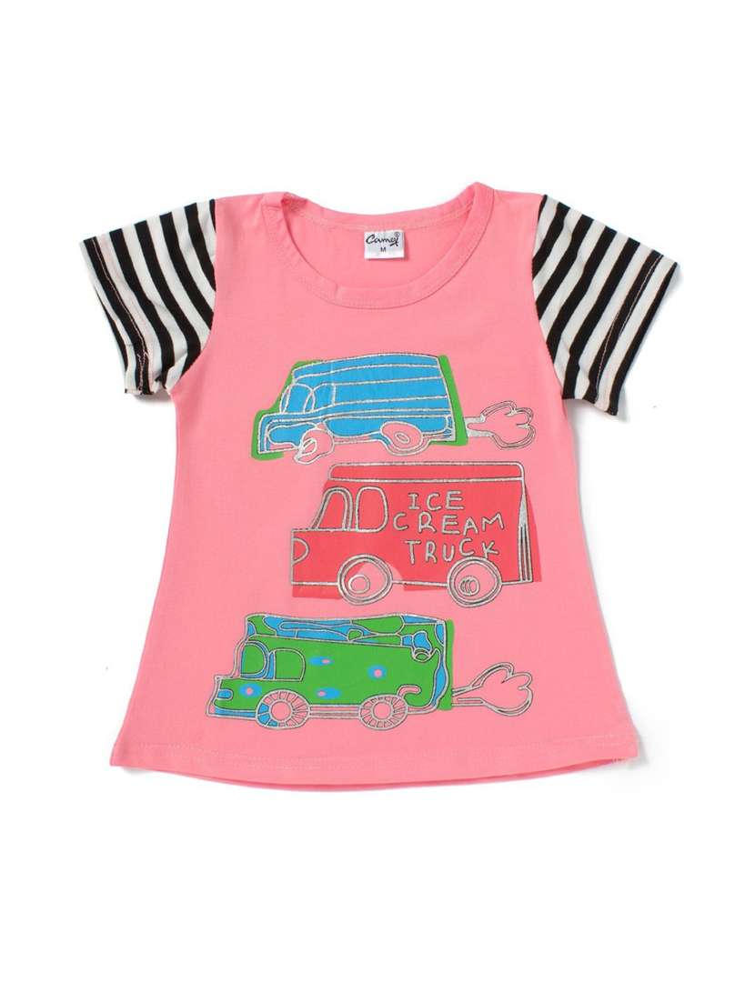 girls pink printed regular tee - 18472186 -  Zoom Image - 0