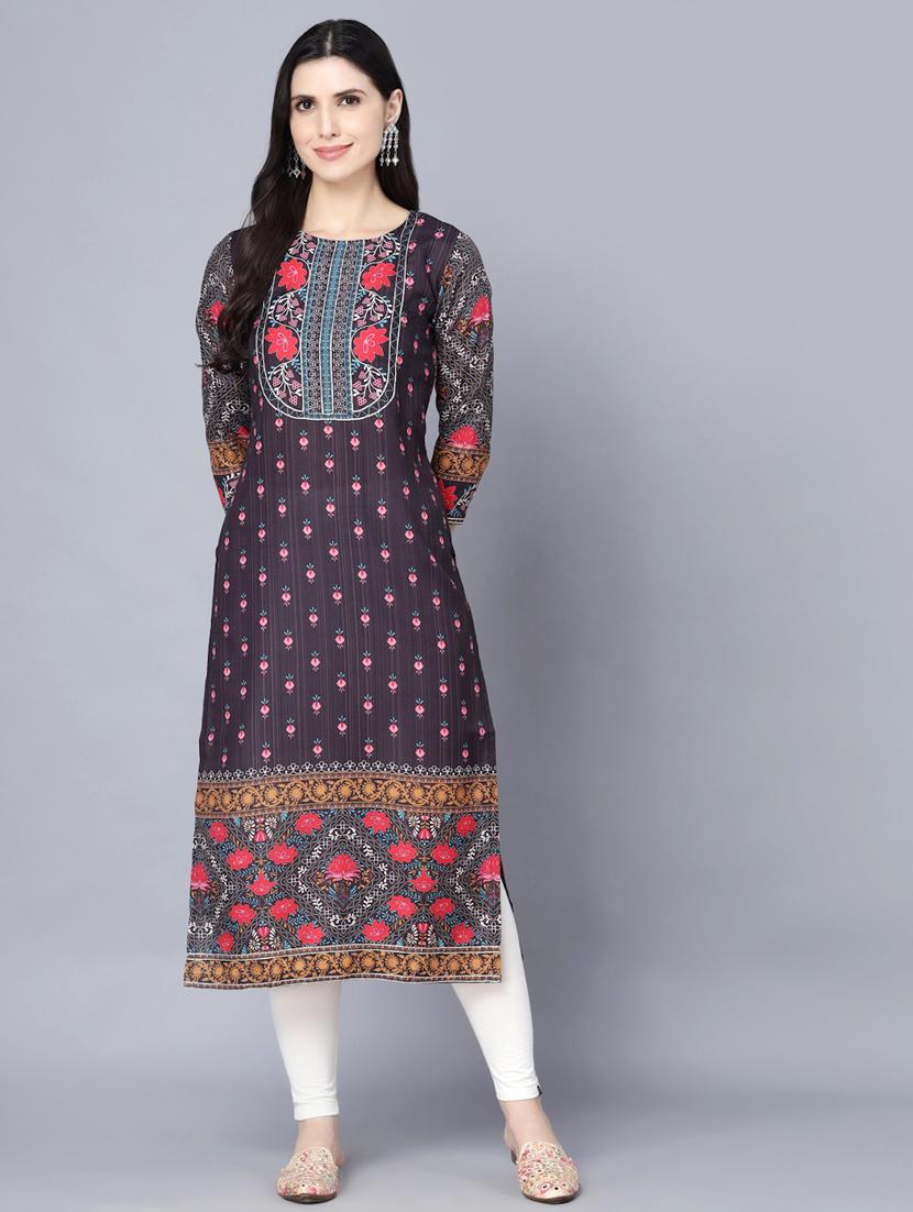 floral printed straight kurta - 18472457 - Standard Image - 1
