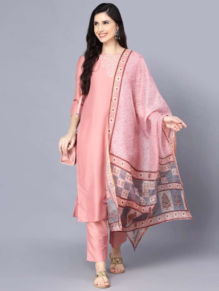 solid kurta pant set with dupatta - 18472484 -  Standard Image - 1