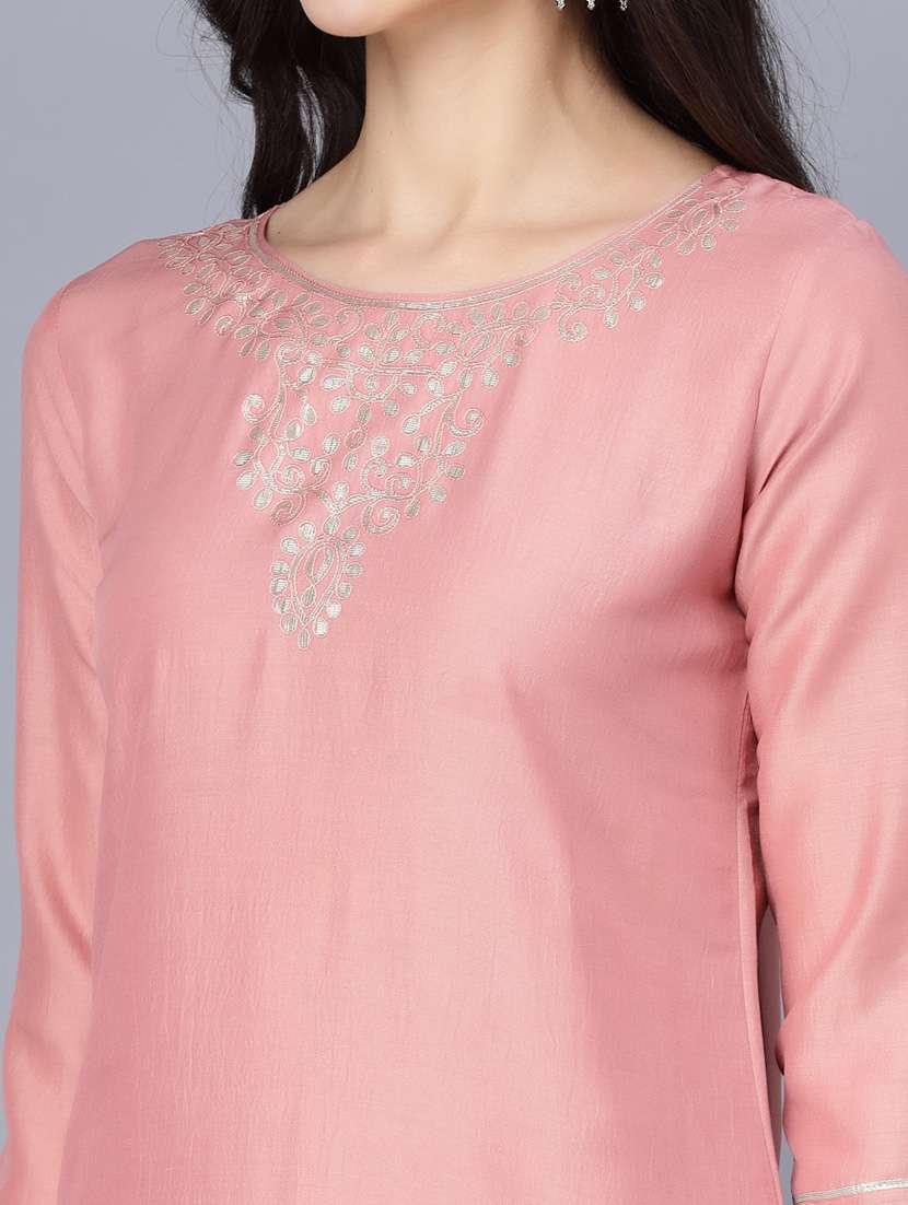 solid kurta pant set with dupatta - 18472484 -  Standard Image - 4