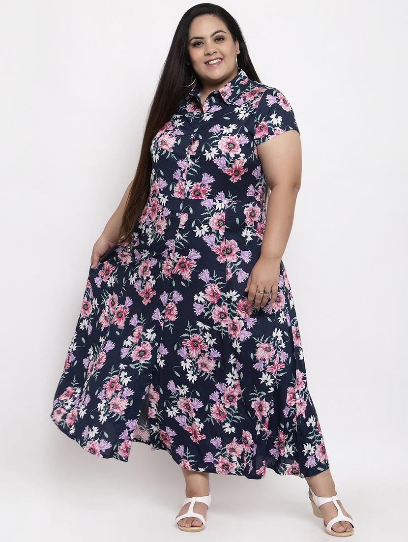 shirt collar floral maxi dress - 18472674 - Standard Image - 1