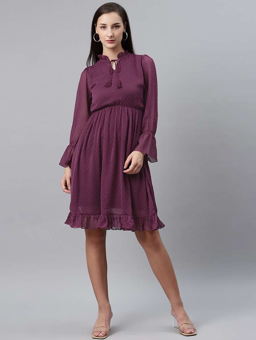 women's ruffle swiss dots dress