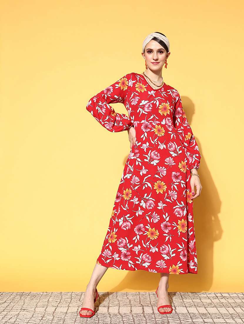 floral print a-line dress