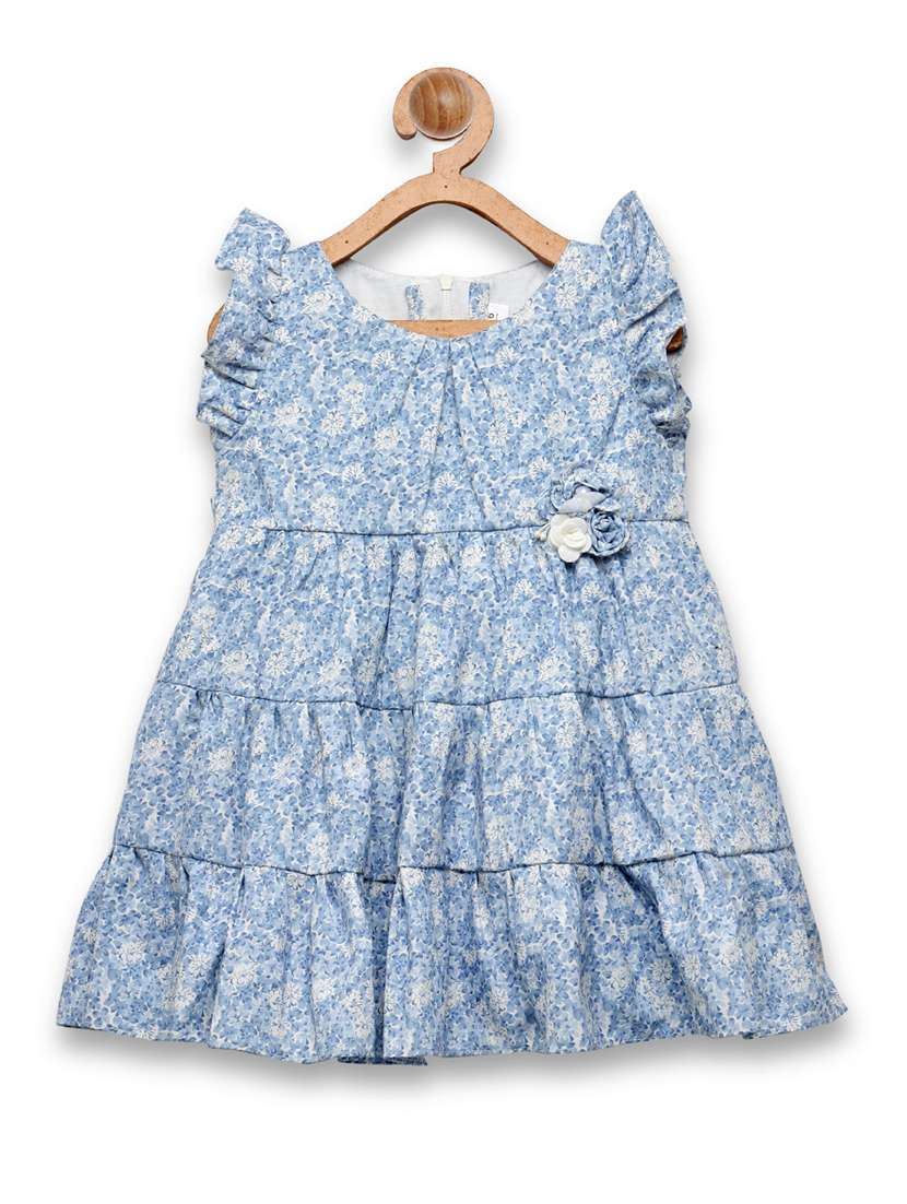 girls round neck cap sleeve frock - 18473268 -  Zoom Image - 0