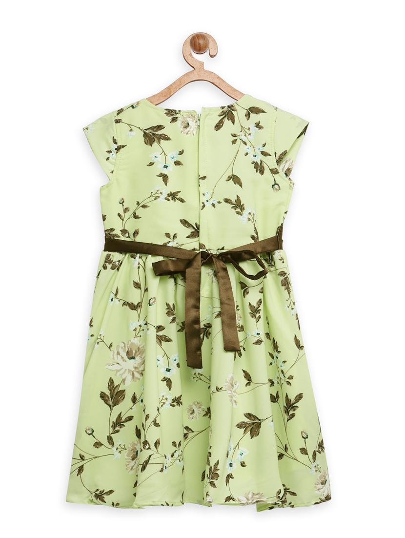 girls green floral frock  - 18473285 -  Standard Image - 1