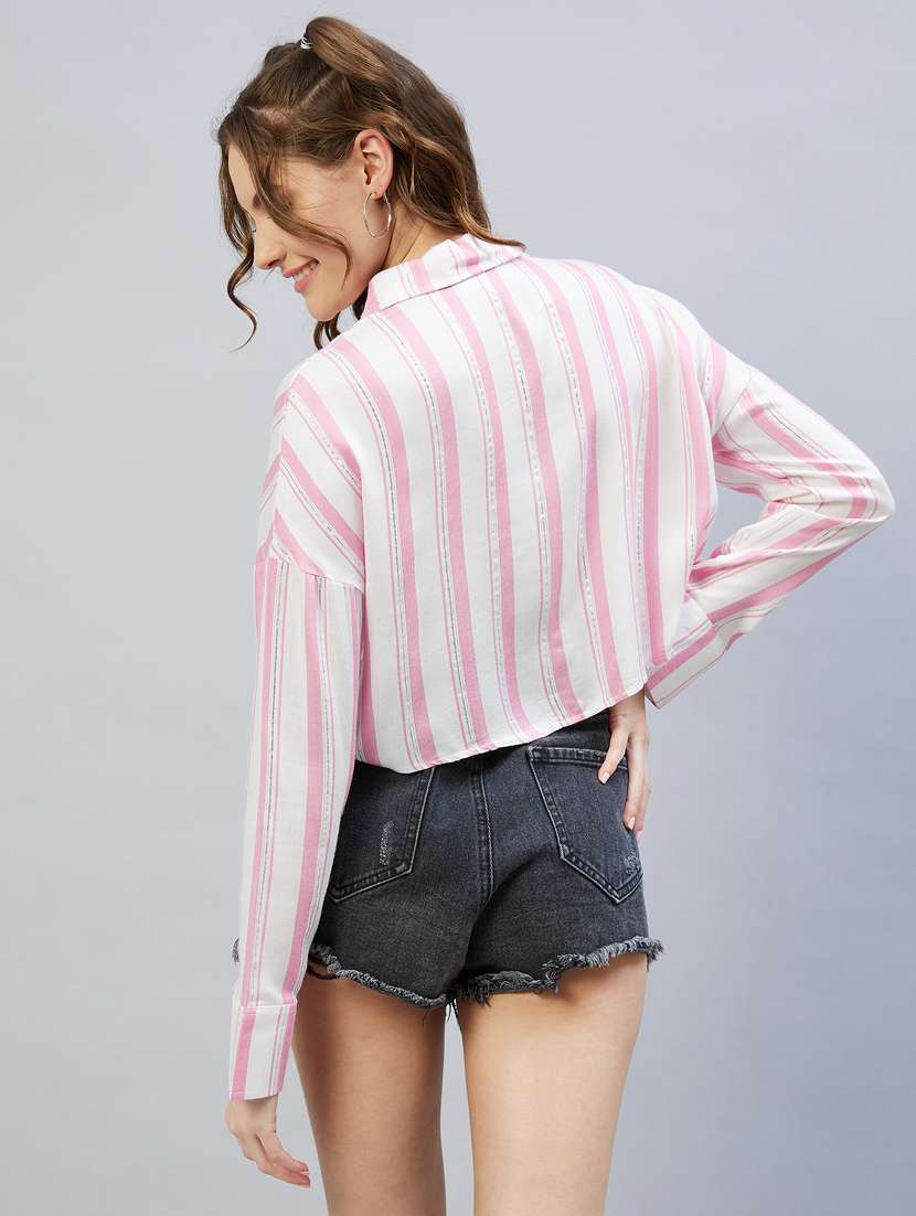 women striped crop shirt - 18473361 -  Standard Image - 1