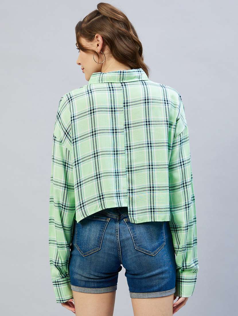 women checkered crop shirt - 18473365 -  Standard Image - 1