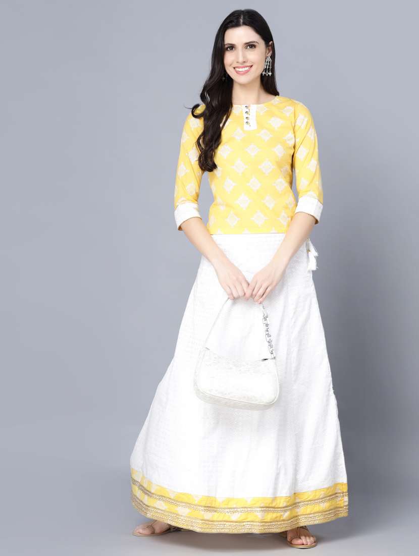 printed skirt top set