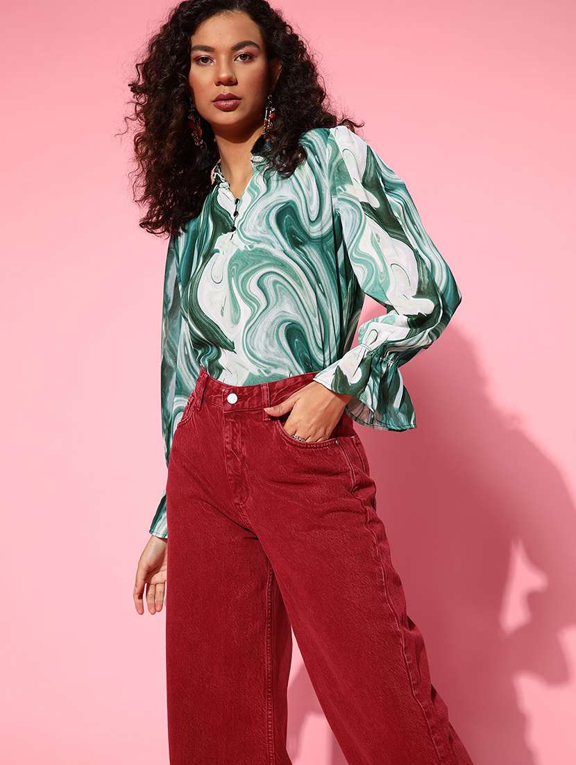 women's straight mandarin neck top