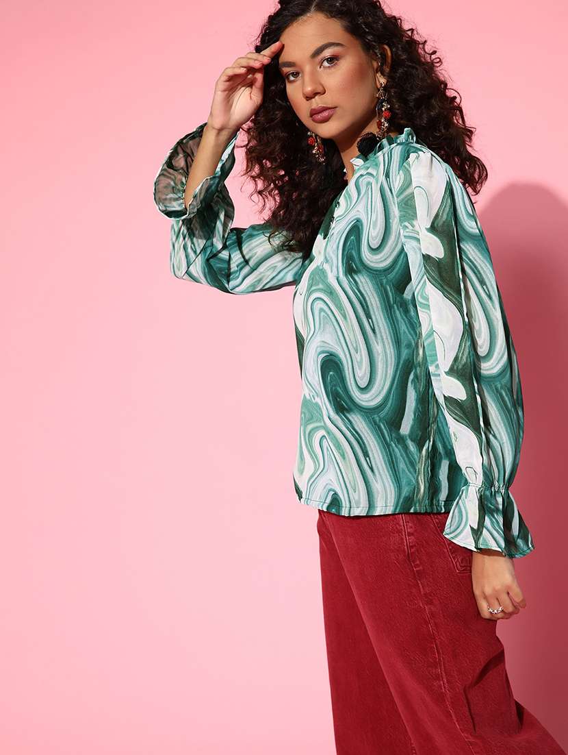 women's straight mandarin neck top - 18473487 -  Standard Image - 1