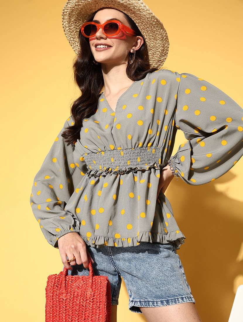 women's peplum v neck top - 18473506 -  Standard Image - 1