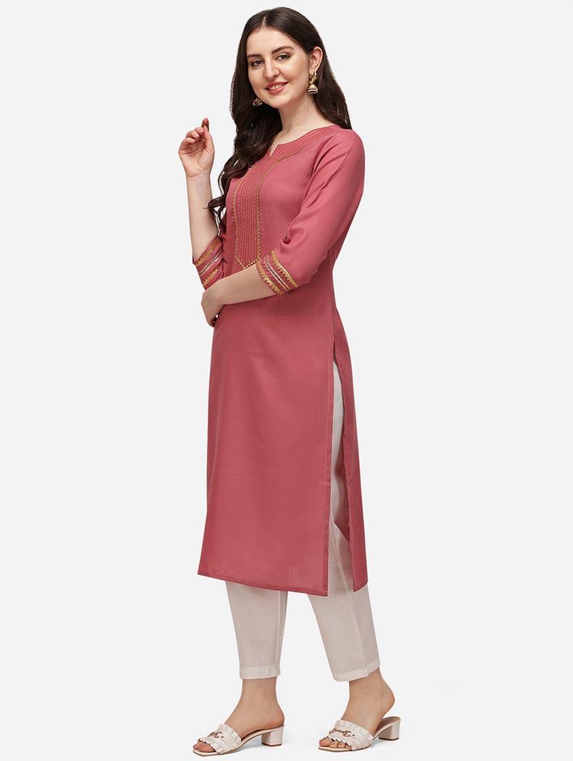 solid straight kurta - 18473742 - Standard Image - 1