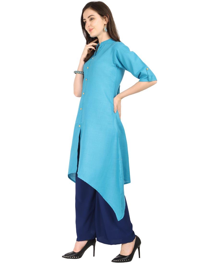solid asymmetric kurta - 18473803 - Standard Image - 1