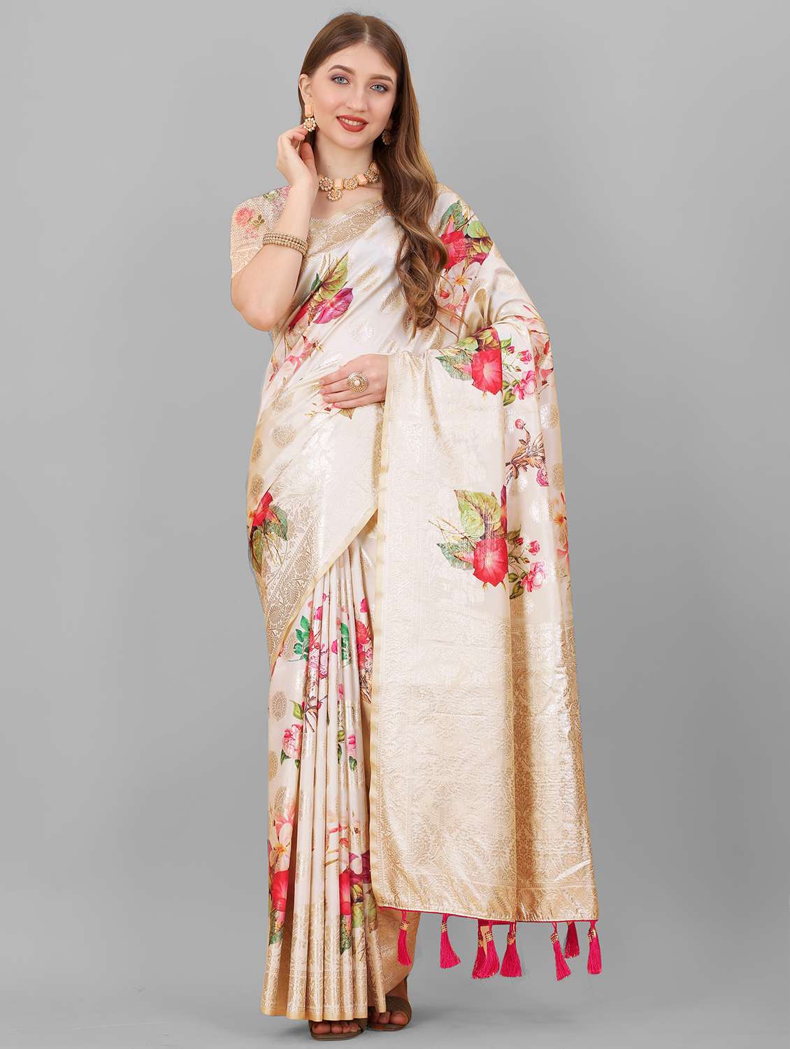 jacquard work woven saree  with blouse