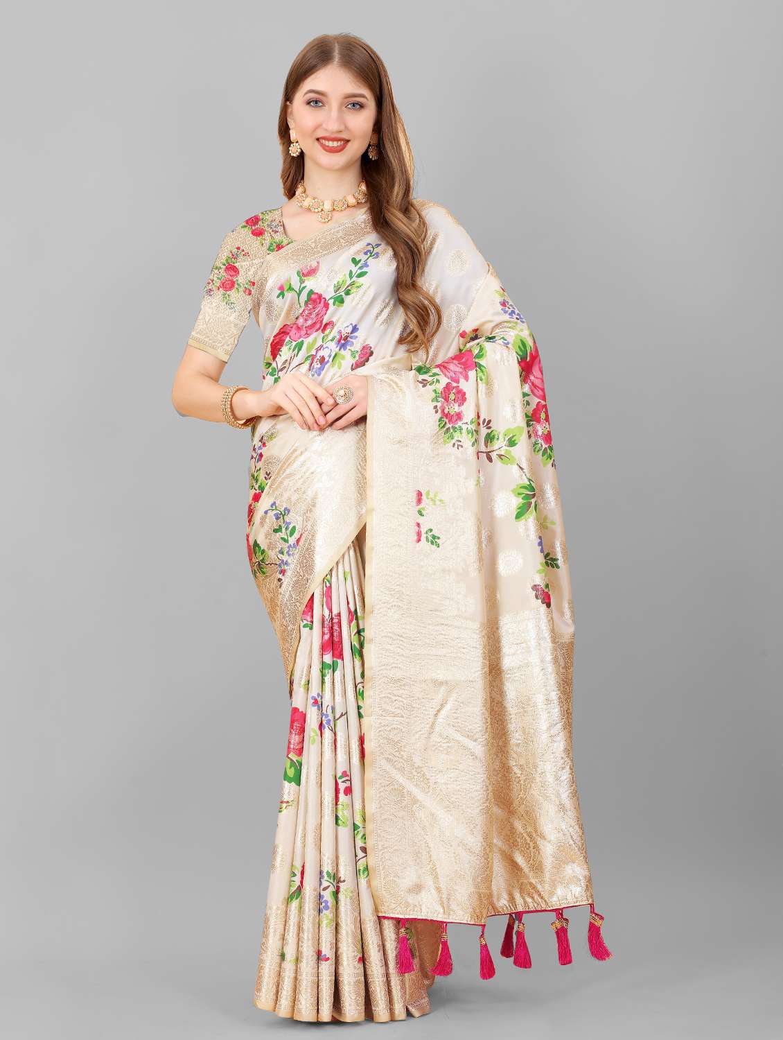 jacquard work woven saree  with blouse