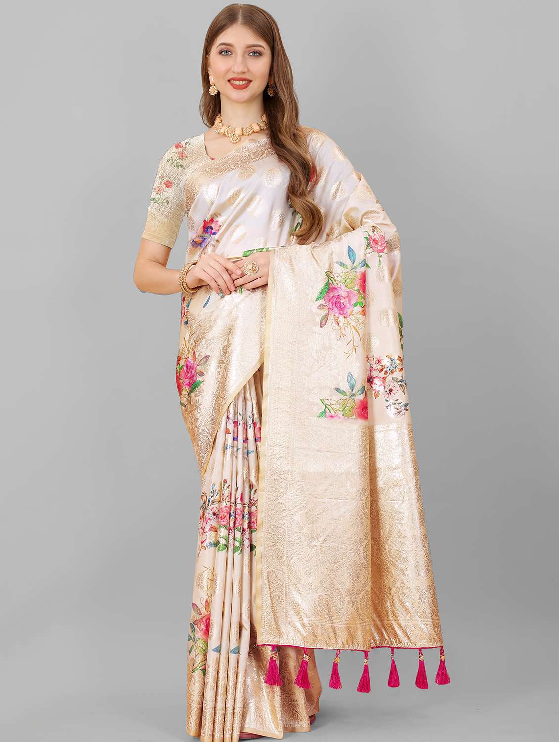 jacquard work woven saree  with blouse