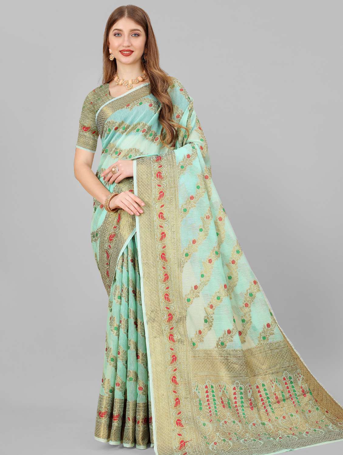 jacquard work woven saree  with blouse