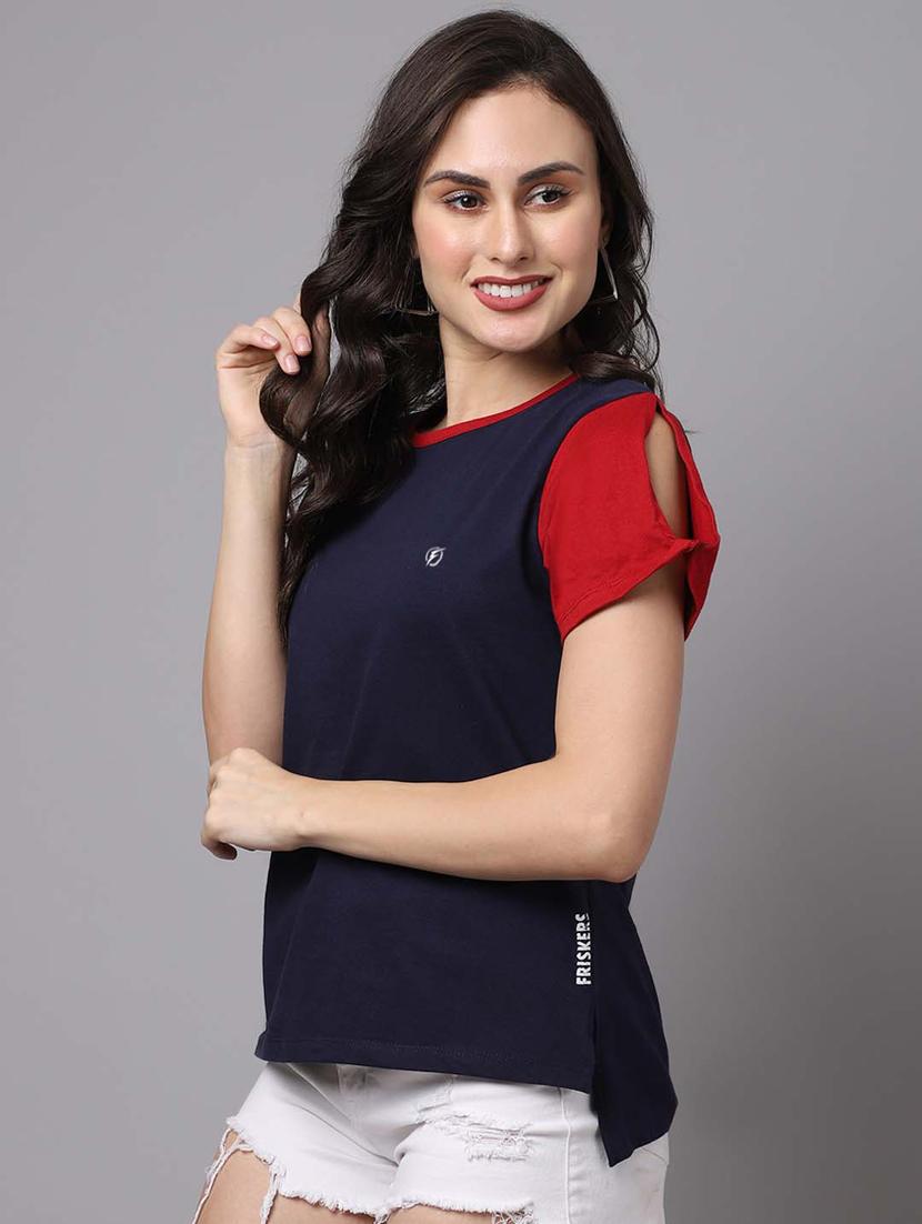 women's high-low round neck top - 18474441 - Standard Image - 1