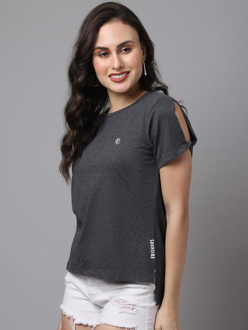 women's high-low round neck top - 18474444 - Standard Image - 0