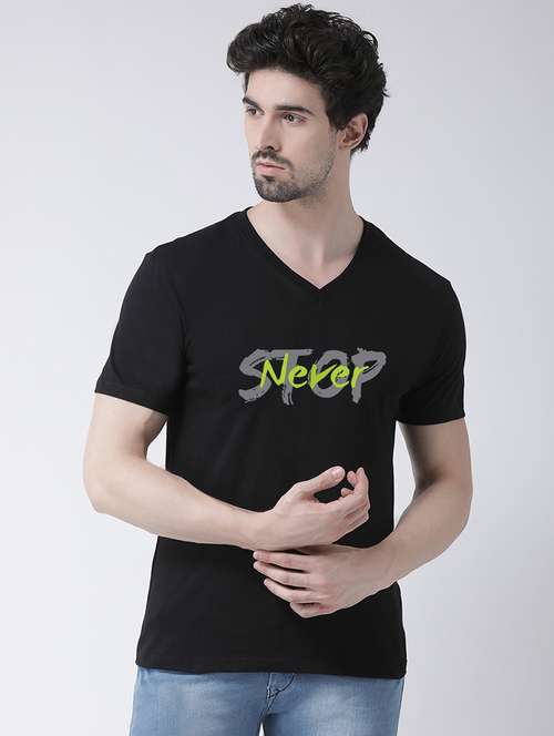 black chest print t-shirt - 18474456 - Standard Image - 0