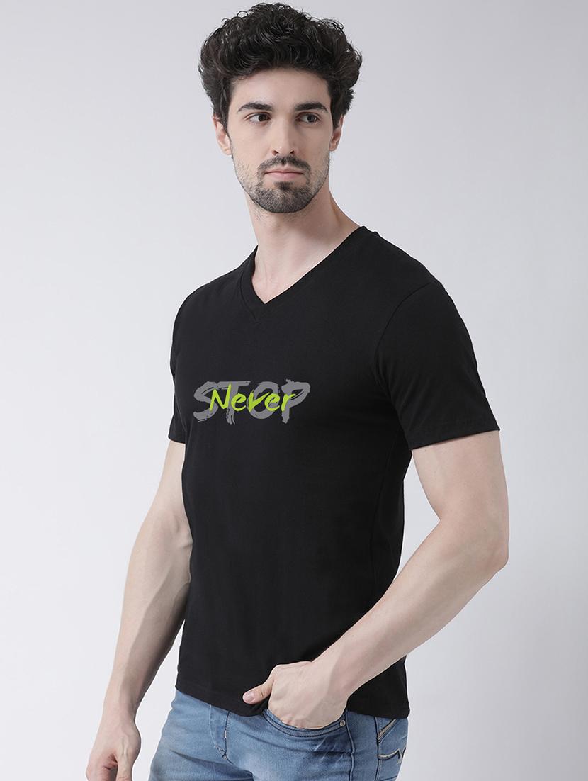 black chest print t-shirt - 18474456 - Standard Image - 1