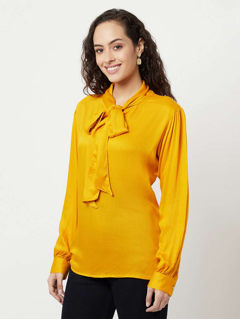 women's straight tie-up neck top - 18474475 - Standard Image - 1