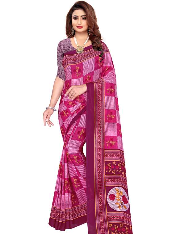 floral printed saree with blouse