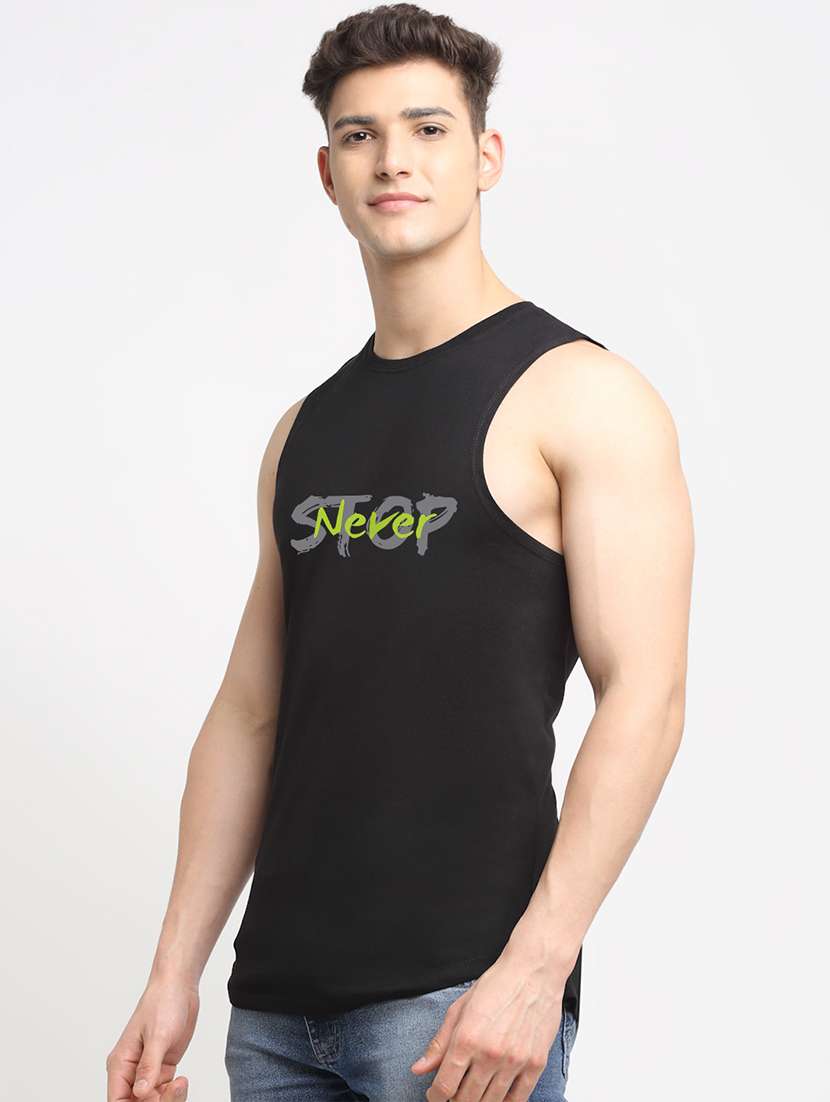 black chest printed vest - 18474590 -  Standard Image - 1